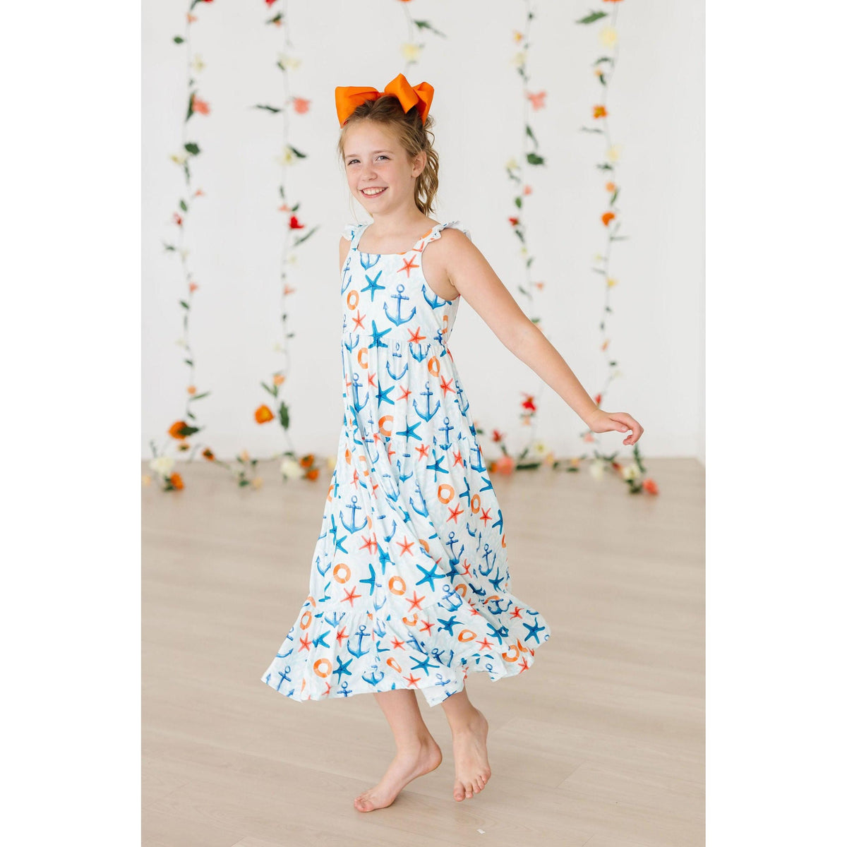 Anchors Away Ruffle Maxi Dress