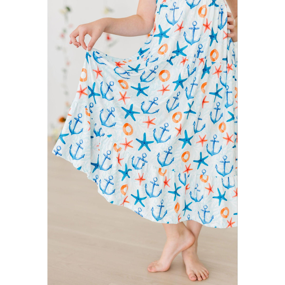 Anchors Away Ruffle Maxi Dress