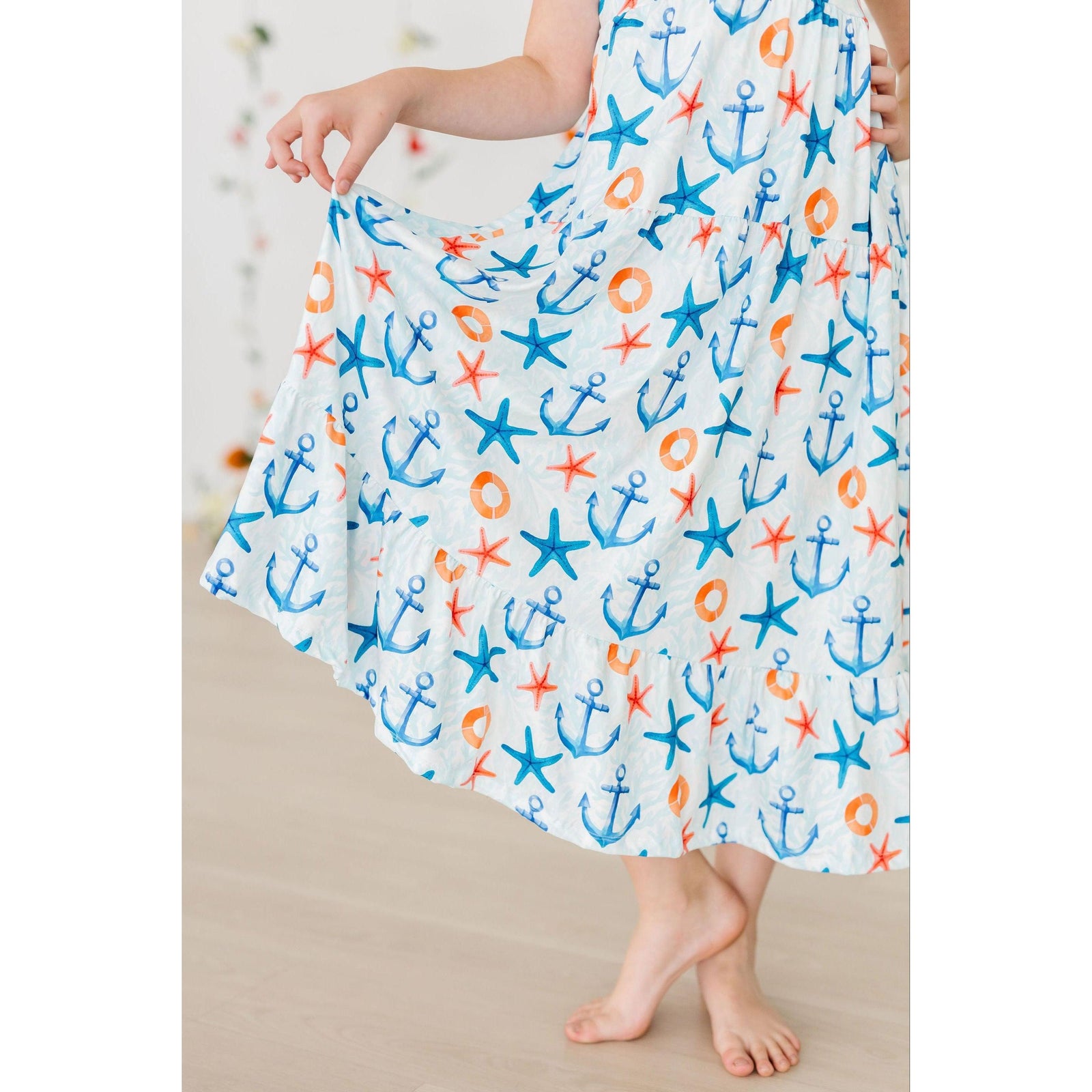 Anchors Away Ruffle Maxi Dress