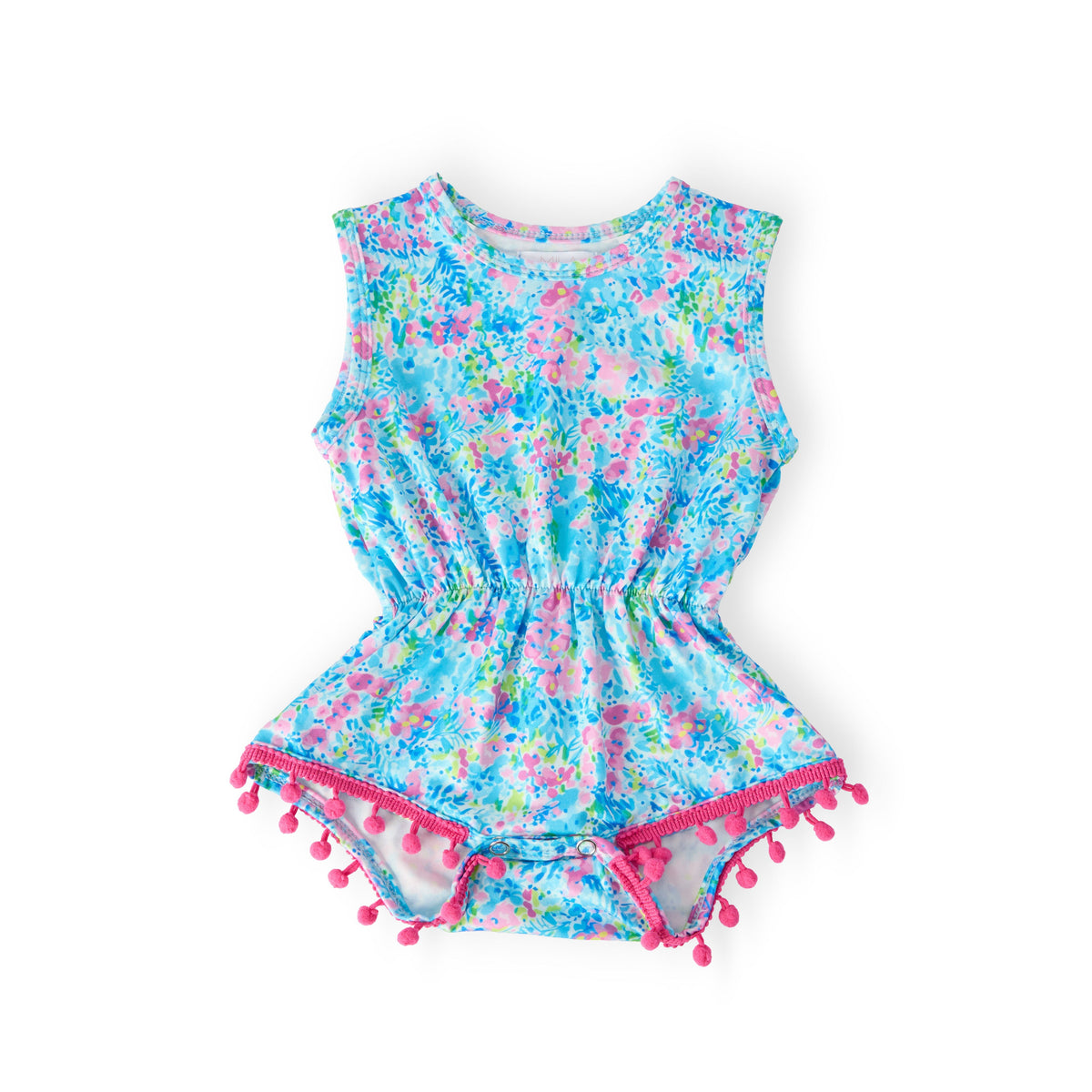 Aqua Garden Pom Pom Romper