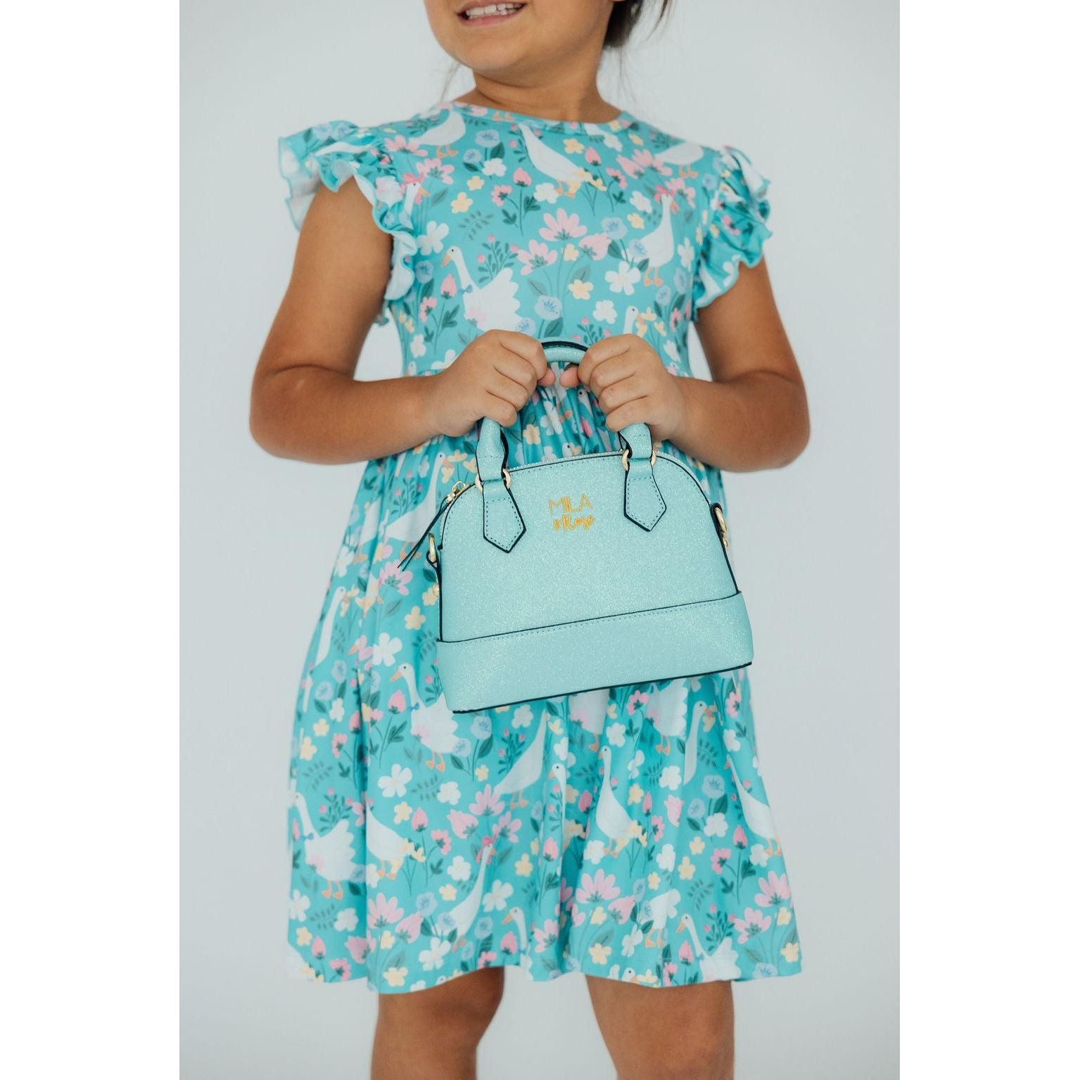 Aqua Glitter Girl's Crossbody Purse