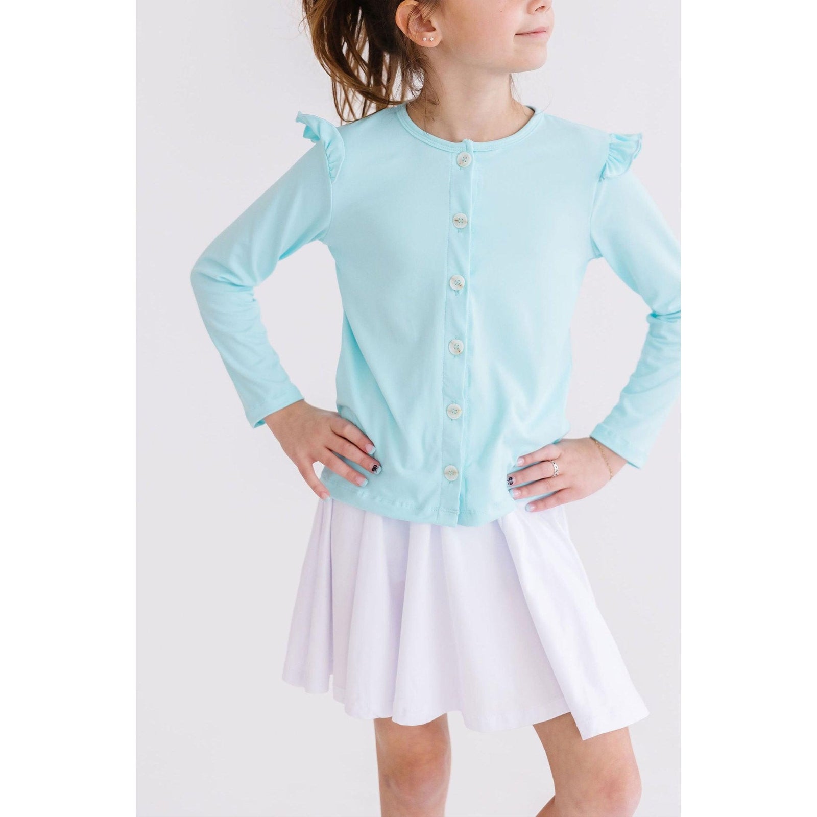 Aqua Ruffle Cardigan