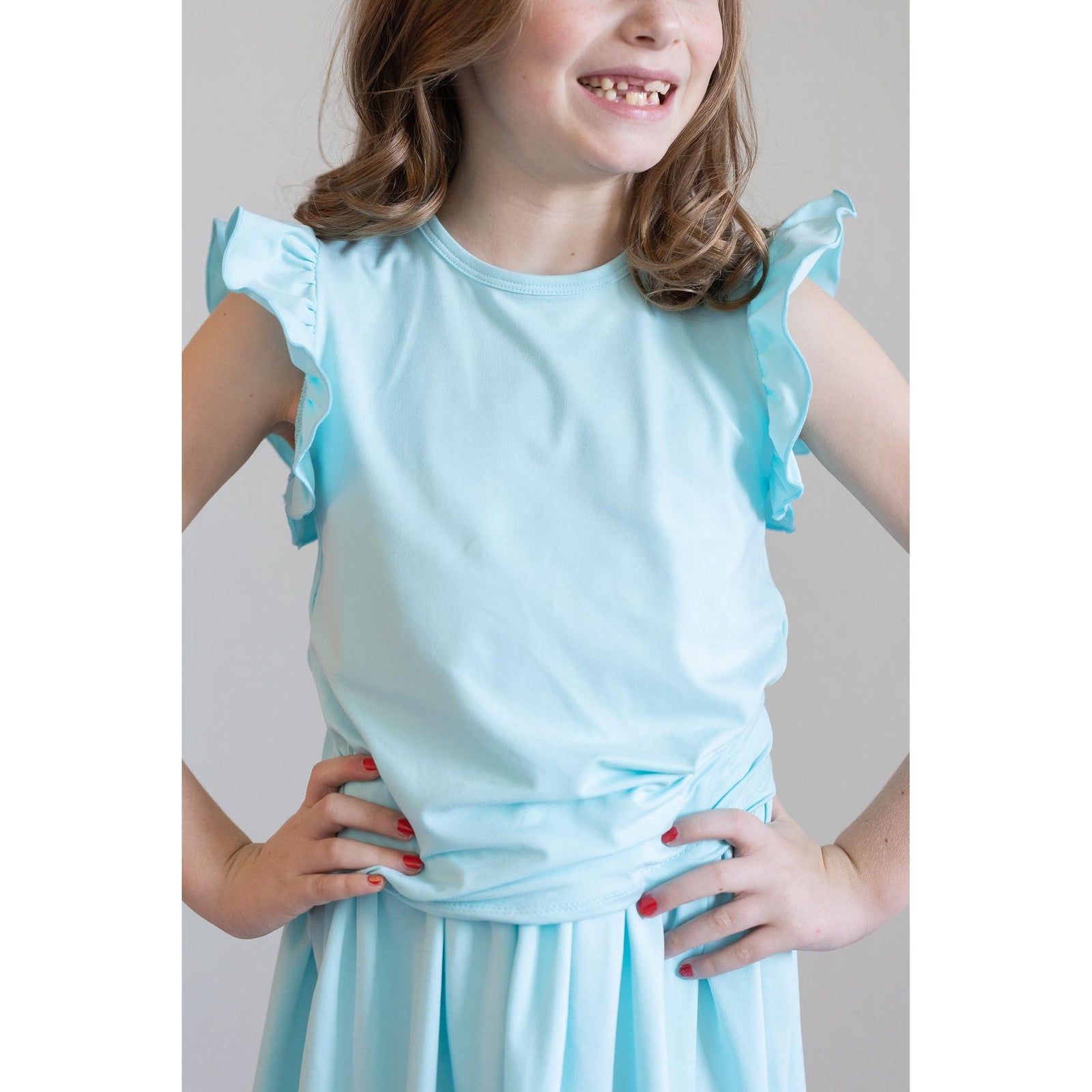 Aqua S/S Ruffle Tee