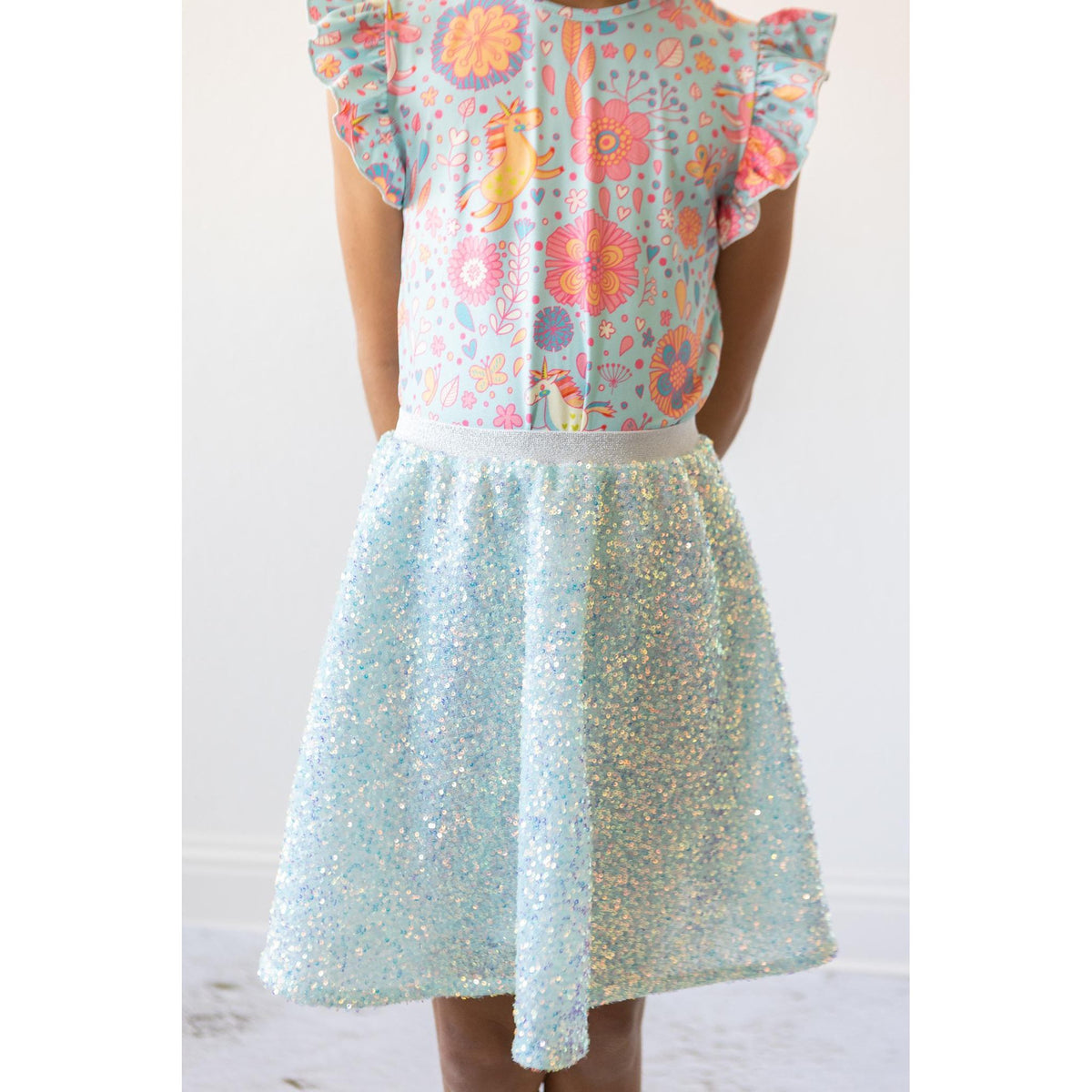 Aqua Sequin Twirl Skort