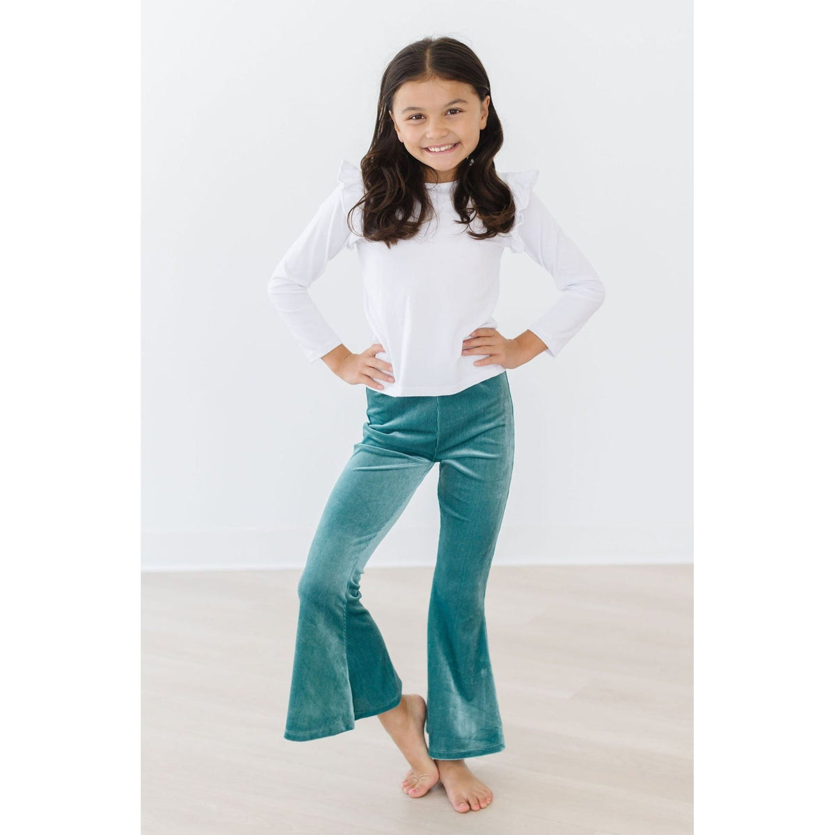 Aquamarine Ribbed Velvet Bells