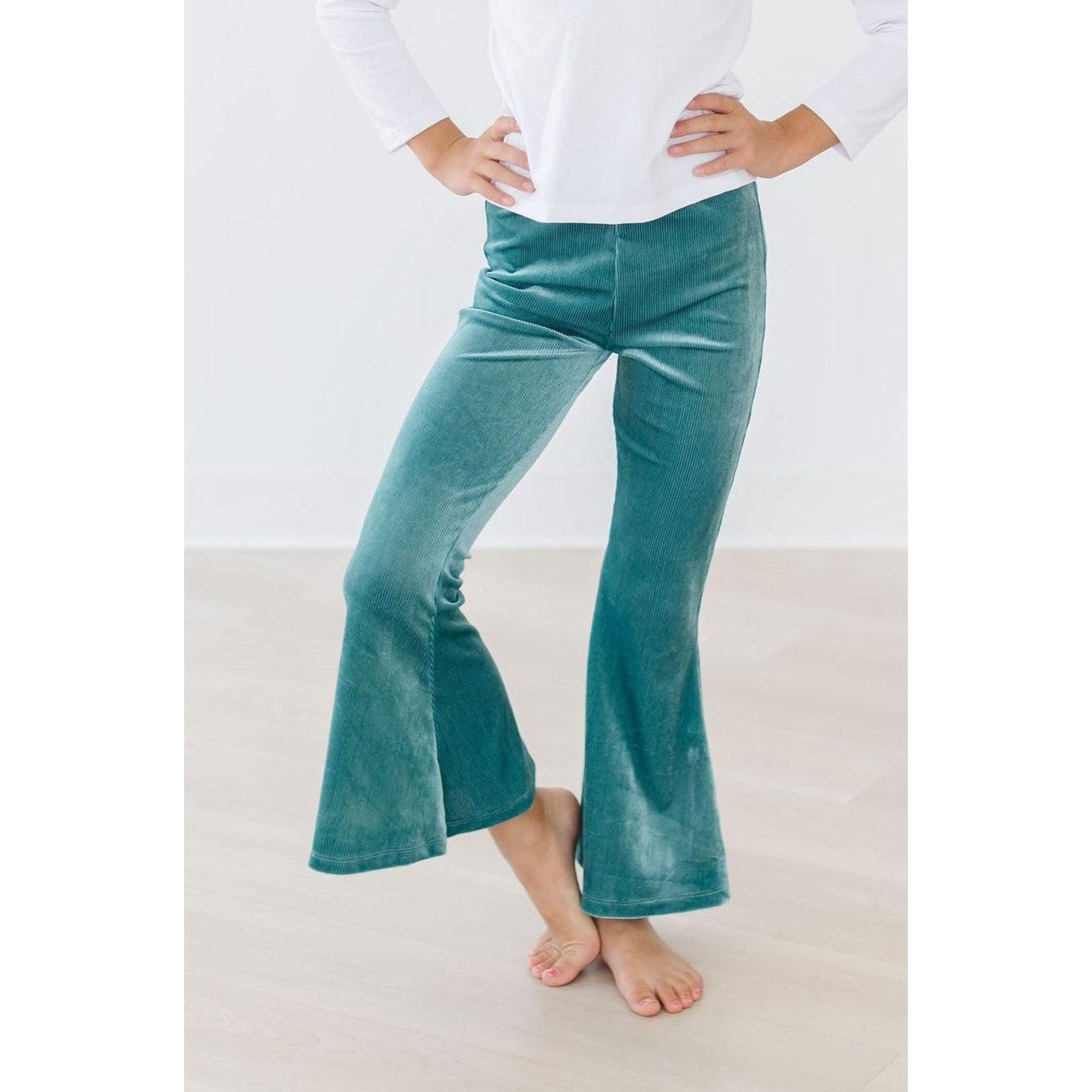 Aquamarine Ribbed Velvet Bells