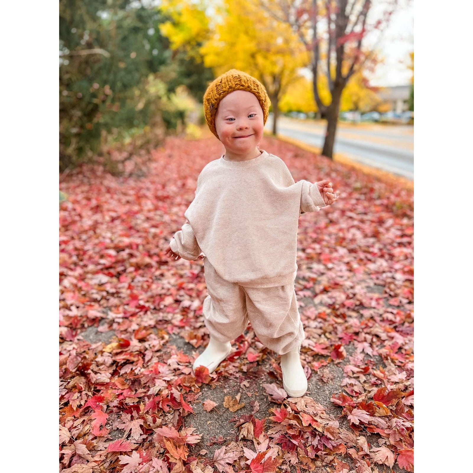 Kids Waffle Jogger Two Piece Set