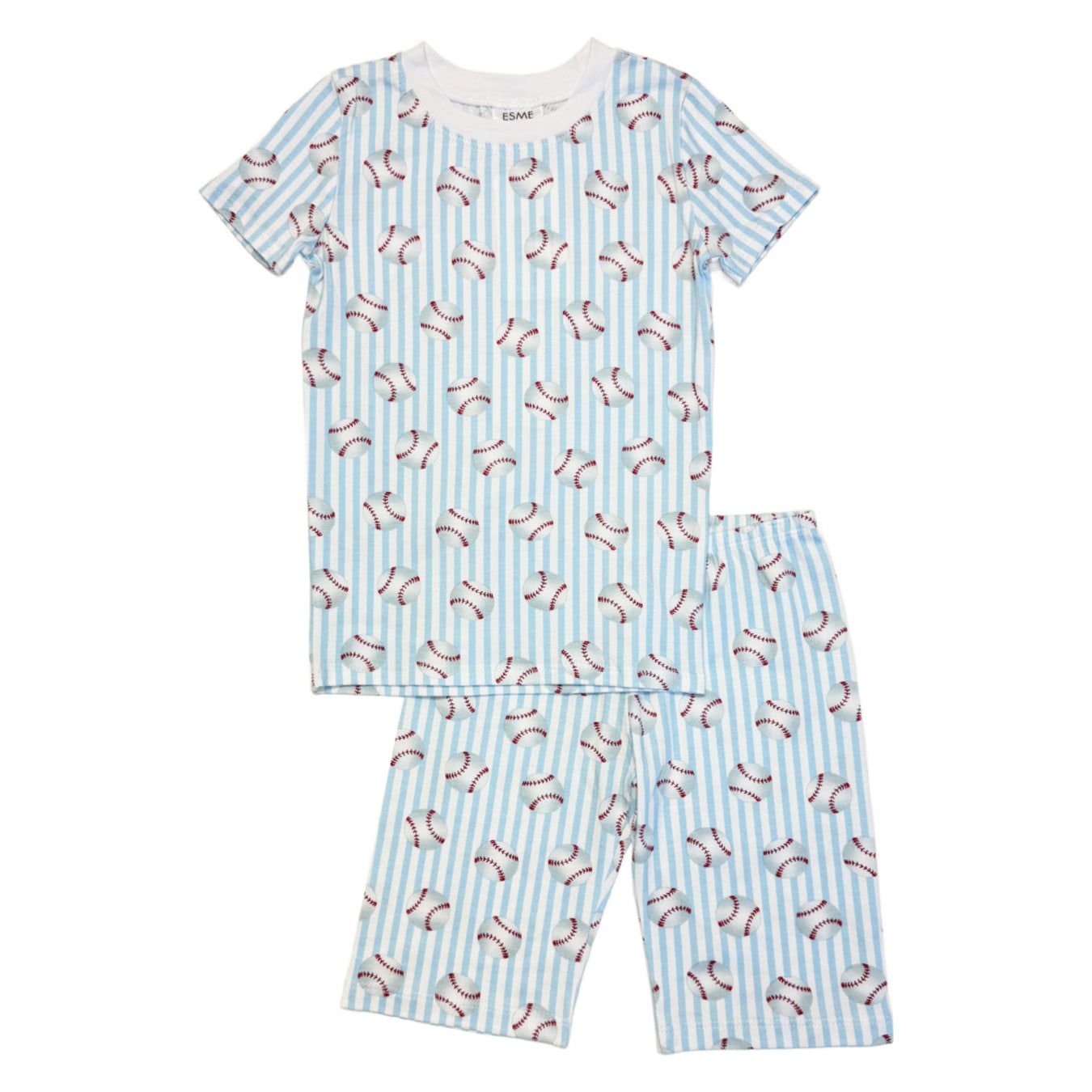 baseball short sleeve/short pajama set