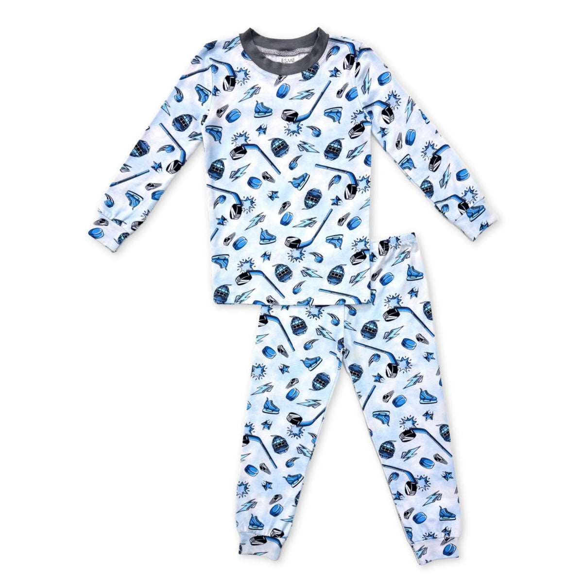 long sleeve pajama set | hockey
