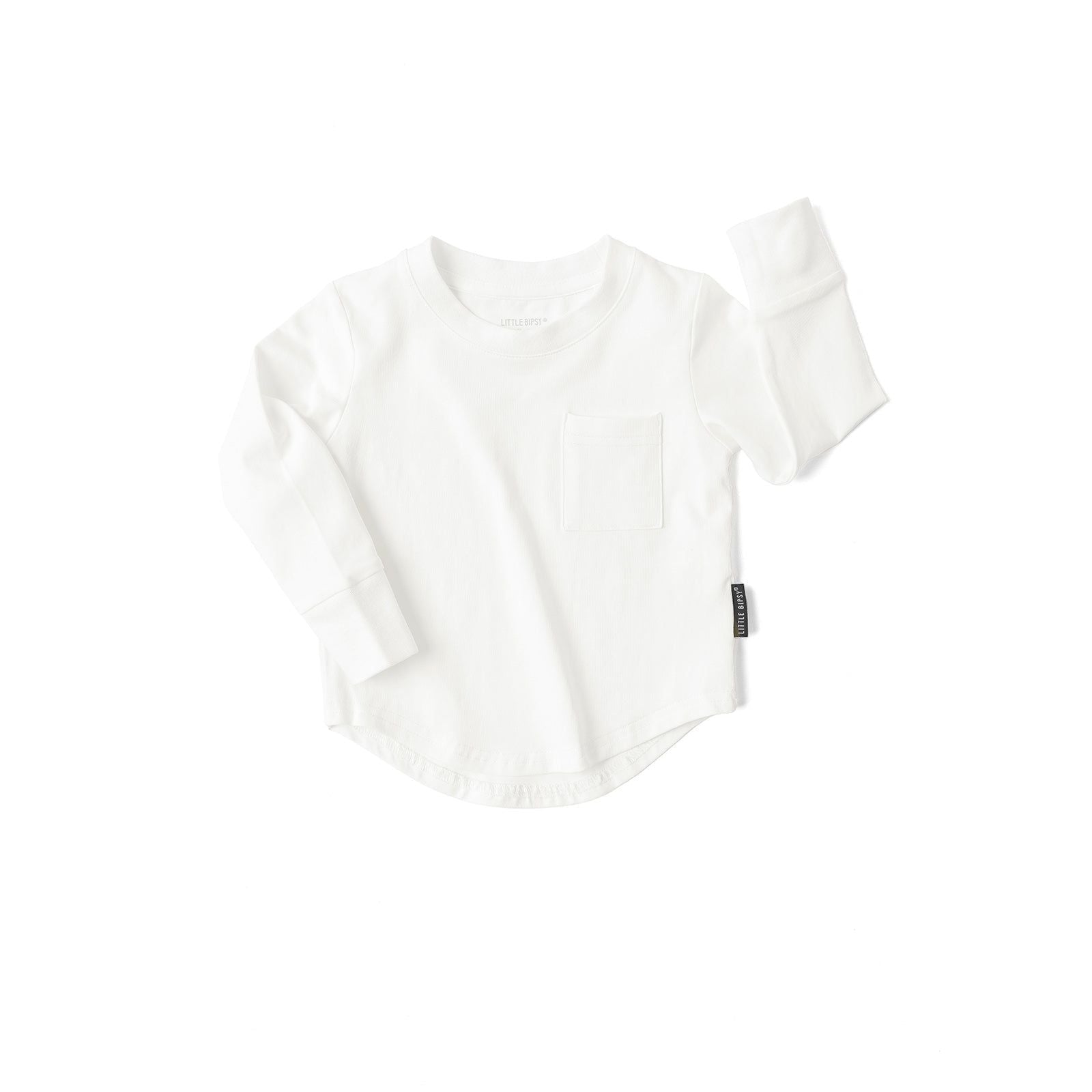 Long Sleeve Pocket Tee - White