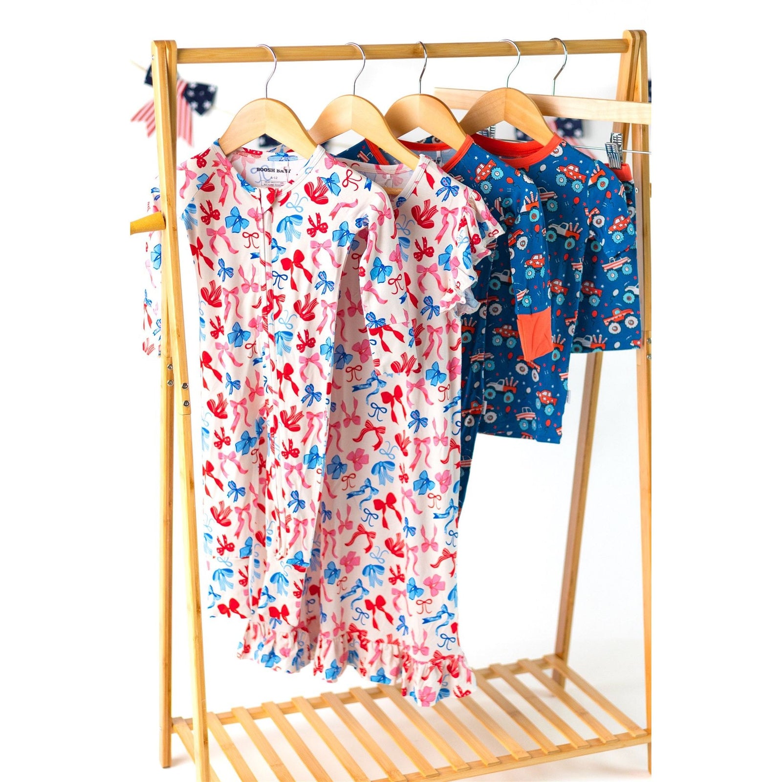 Red, White, & Blue Nightgown | Patriotic Bows Girls Bamboo Nightgown