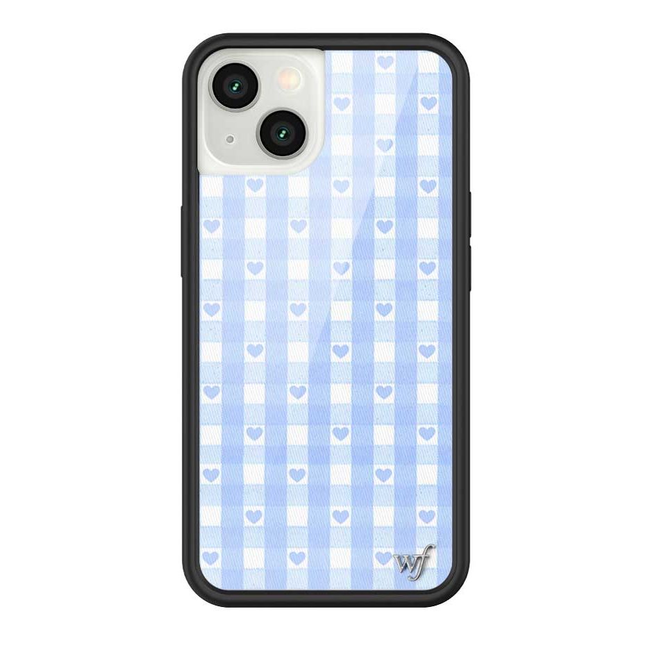 Gingham Hearts | Blue iPhone Case