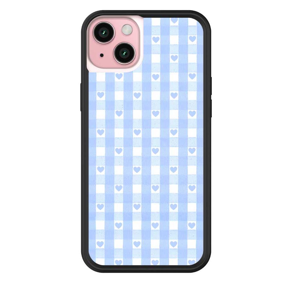 Gingham Hearts | Blue iPhone Case