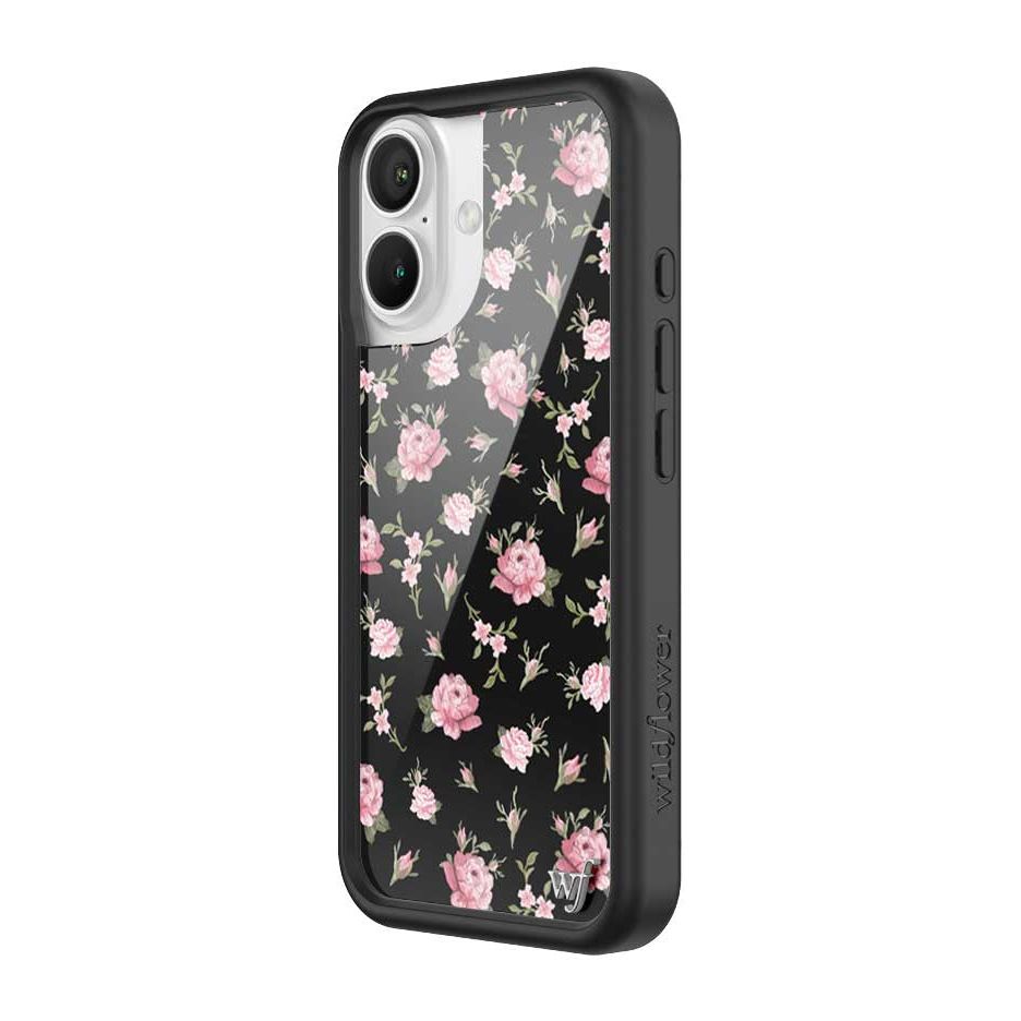 Black and Pink Floral iPhone Case