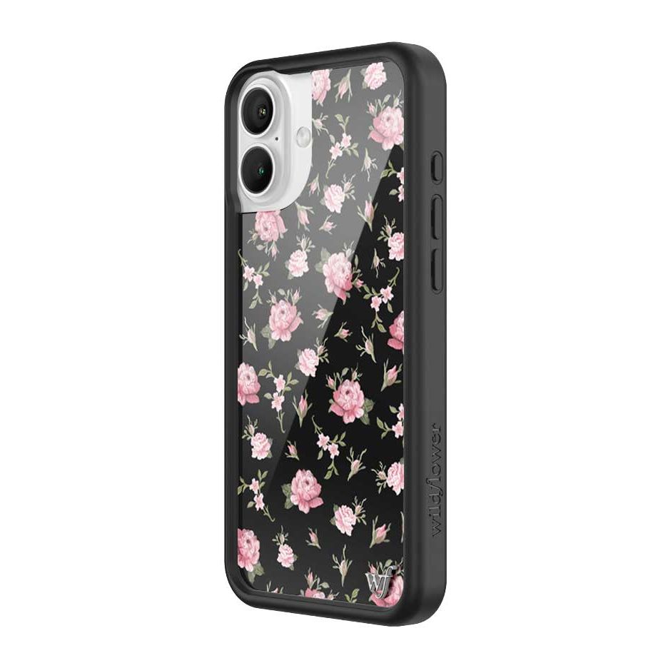 Black and Pink Floral iPhone Case
