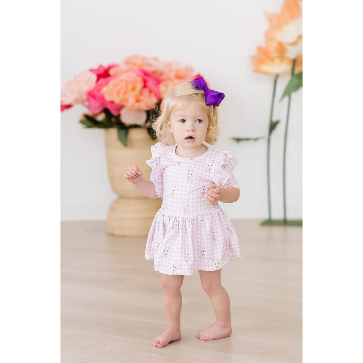 Baby Bunnies 3/4 Sleeve Flutter Twirl Bodysuit