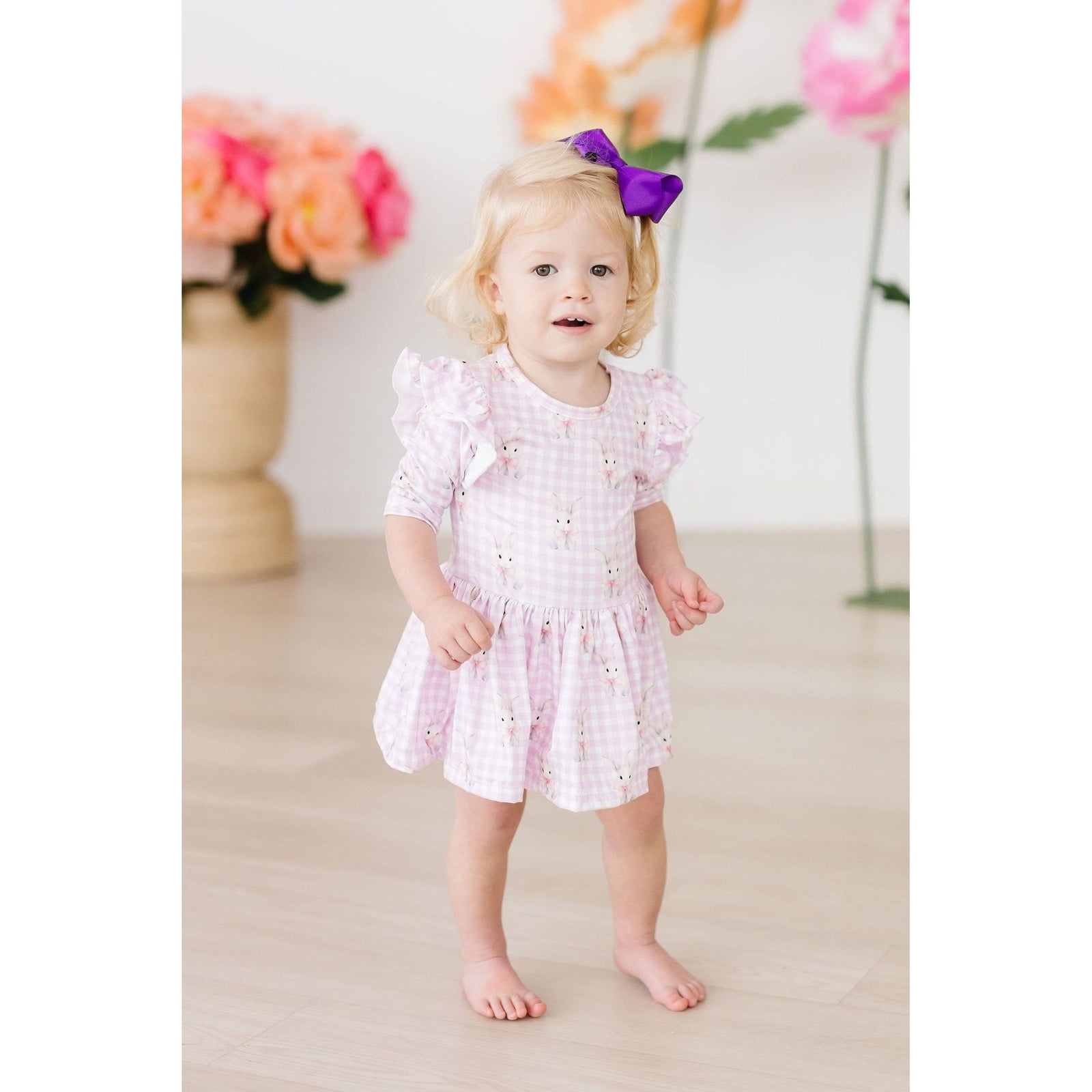 Baby Bunnies 3/4 Sleeve Flutter Twirl Bodysuit