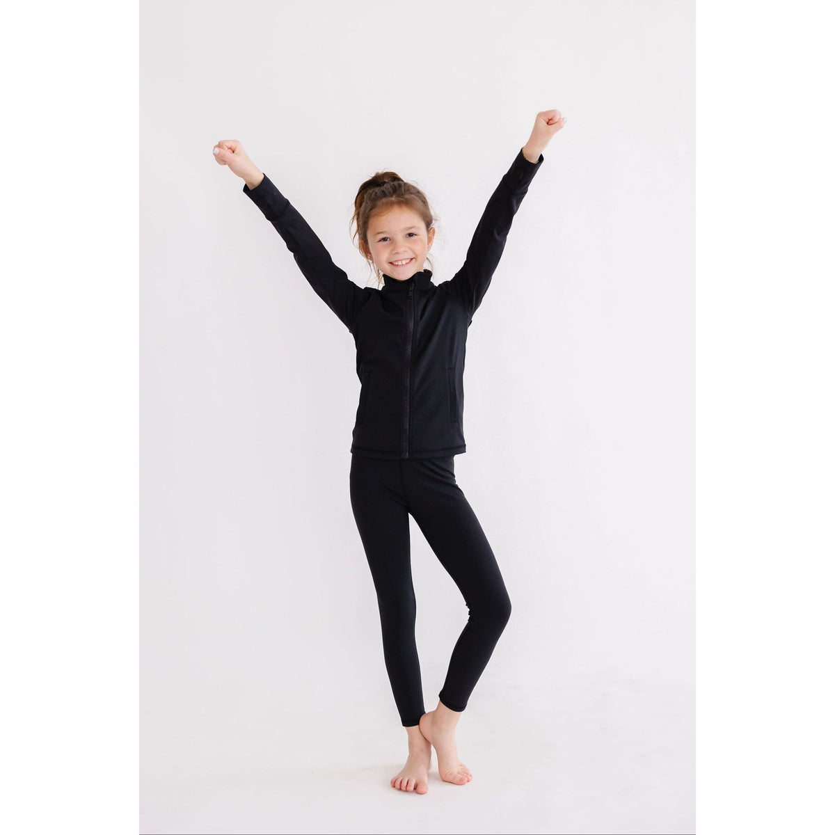 Balanced Black Full-Zip Ruffle Active Jacket
