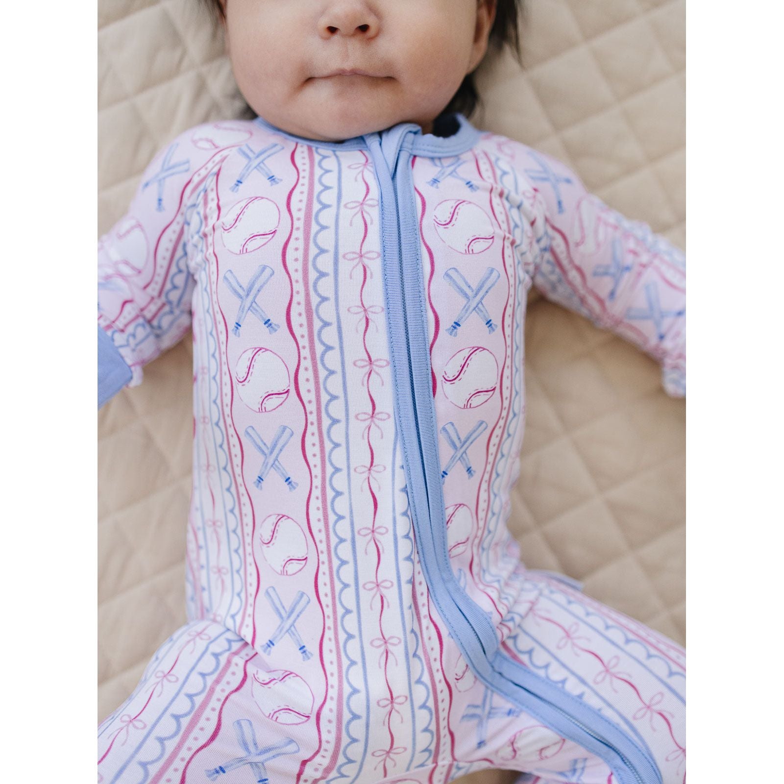 Bamboo Zip Romper | Baseball Girl