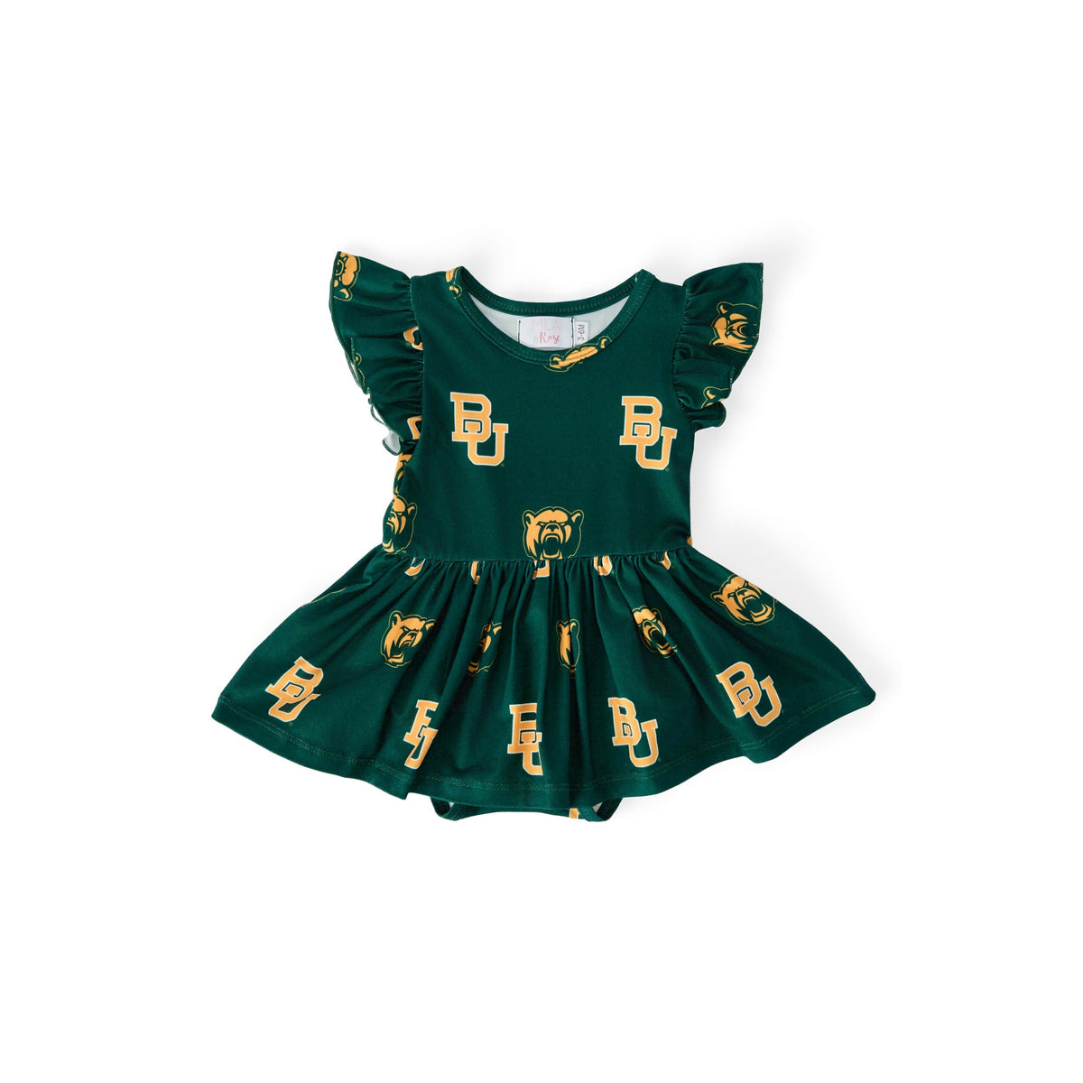 Baylor Green Bear Flutter Twirl Bodysuit
