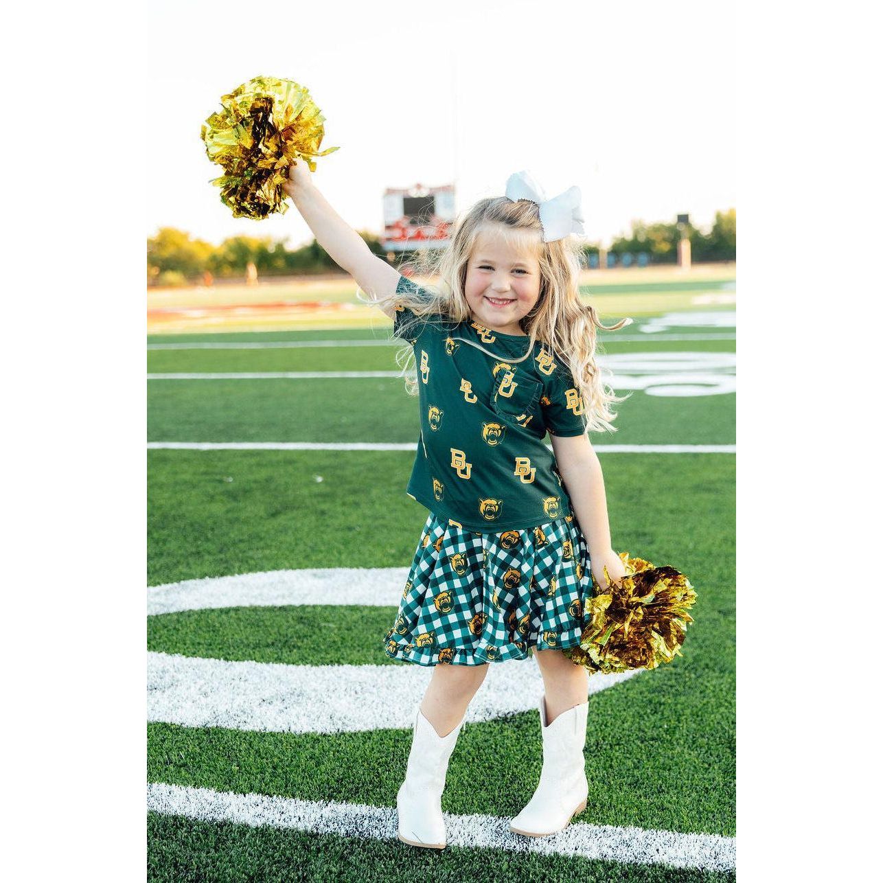 Baylor Green Bear Ruffle Pocket Tee