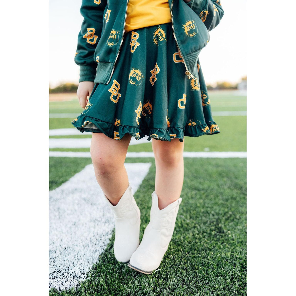 Baylor Green Bear Ruffle Twirl Skort