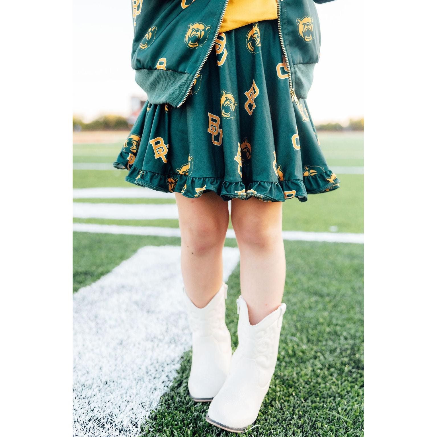 Baylor Green Bear Ruffle Twirl Skort