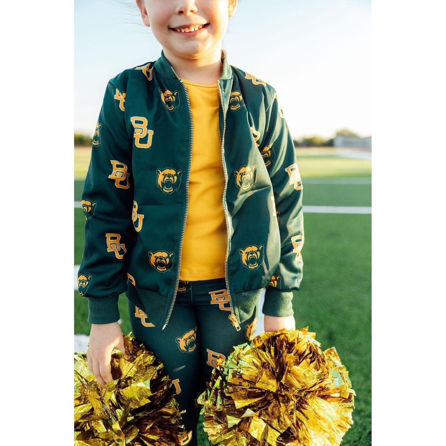 Baylor Green Bear Satin Jacket