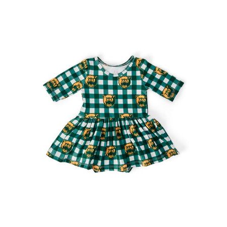 Baylor Plaid Bear 3/4 Sleeve Twirl Bodysuit