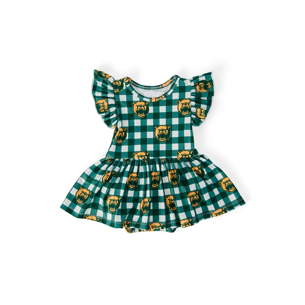 Baylor Plaid Bear Flutter Twirl Bodysuit