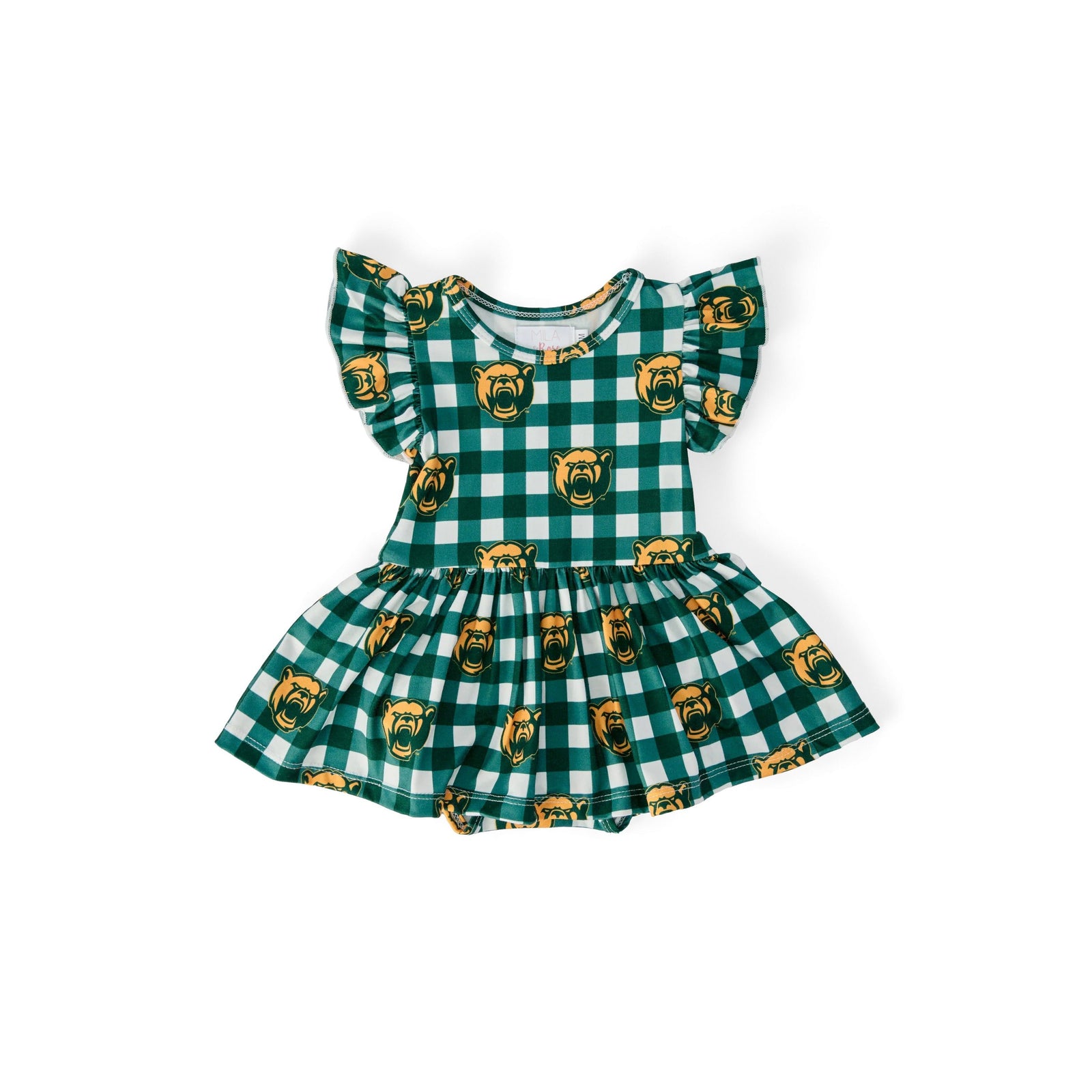 Baylor Plaid Bear Flutter Twirl Bodysuit