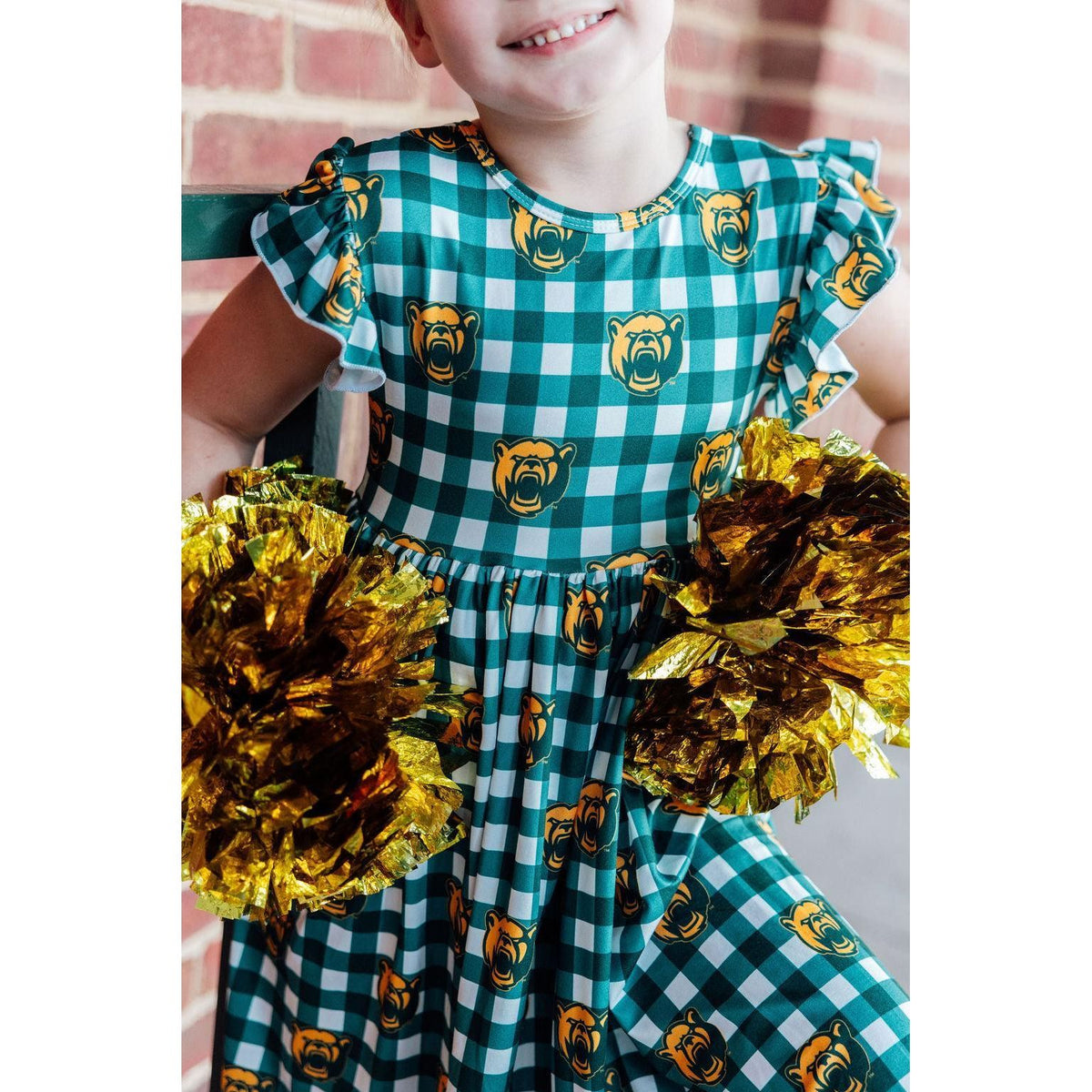 Baylor Plaid Bear Flutter Twirl Dress