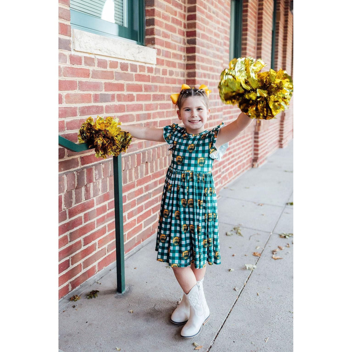 Baylor Plaid Bear Flutter Twirl Dress