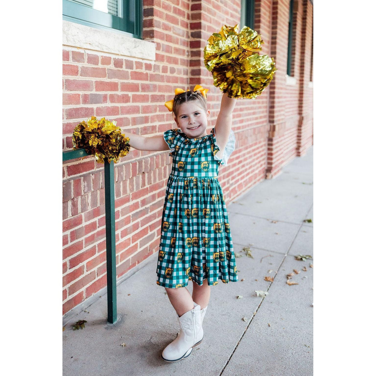 Baylor Plaid Bear Flutter Twirl Dress