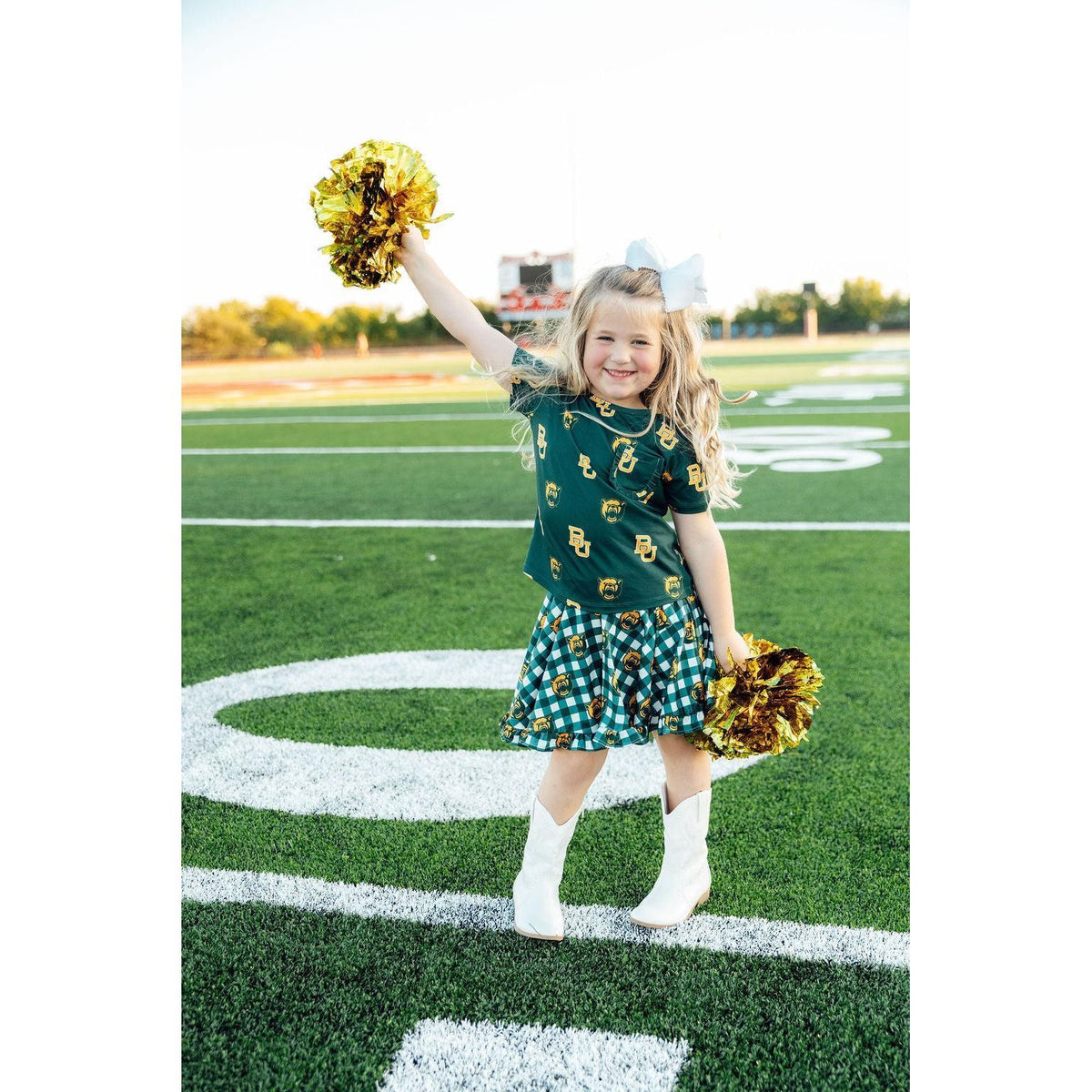 Baylor Plaid Bear Ruffle Twirl Skort