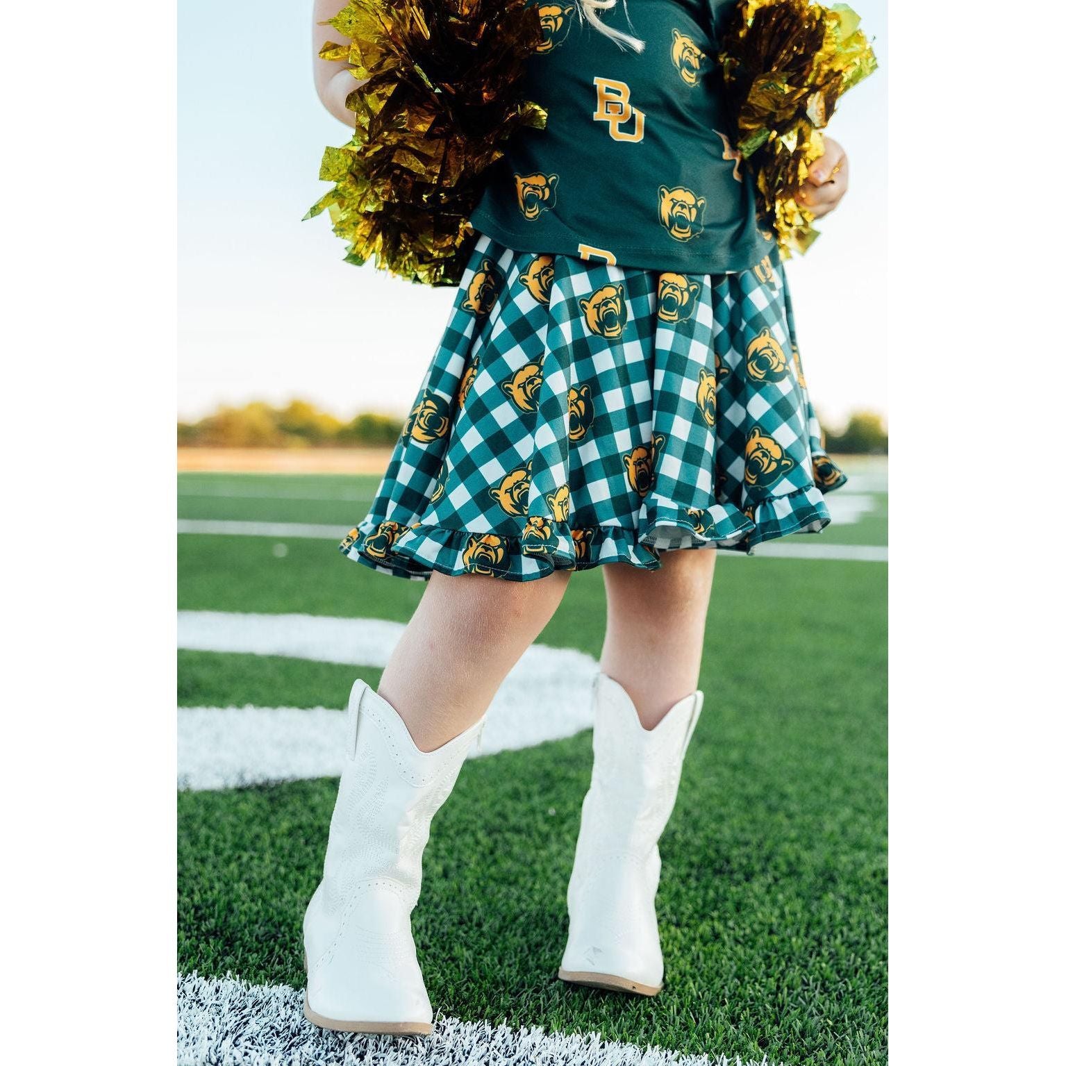 Baylor Plaid Bear Ruffle Twirl Skort