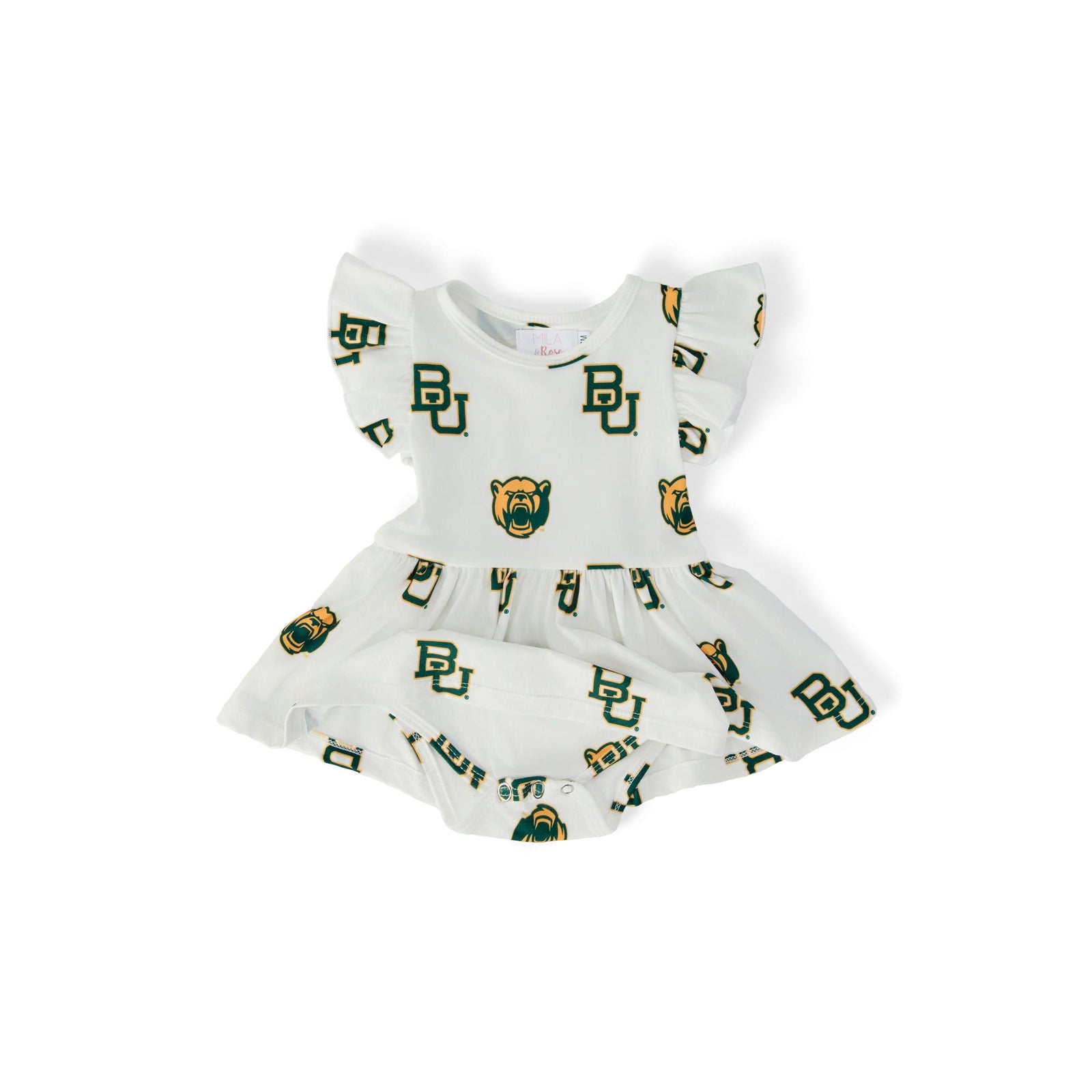 Baylor White Bear Flutter Twirl Bodysuit