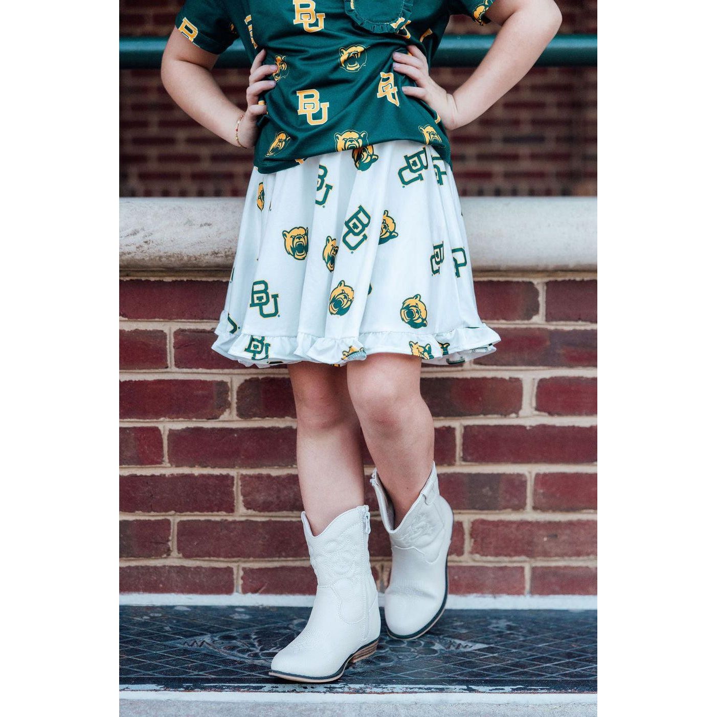 Baylor White Bear Ruffle Twirl Skort