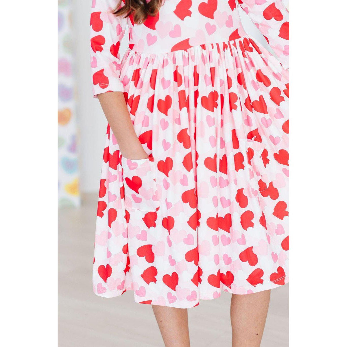 Be Mine 3/4 Sleeve Pocket Twirl Dress