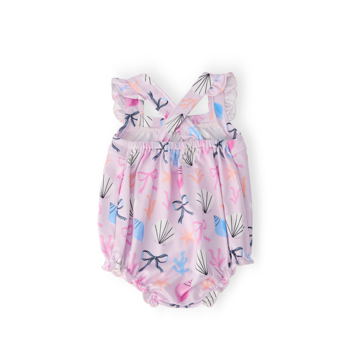 Beachside Bows Ruffle Cross Back Romper
