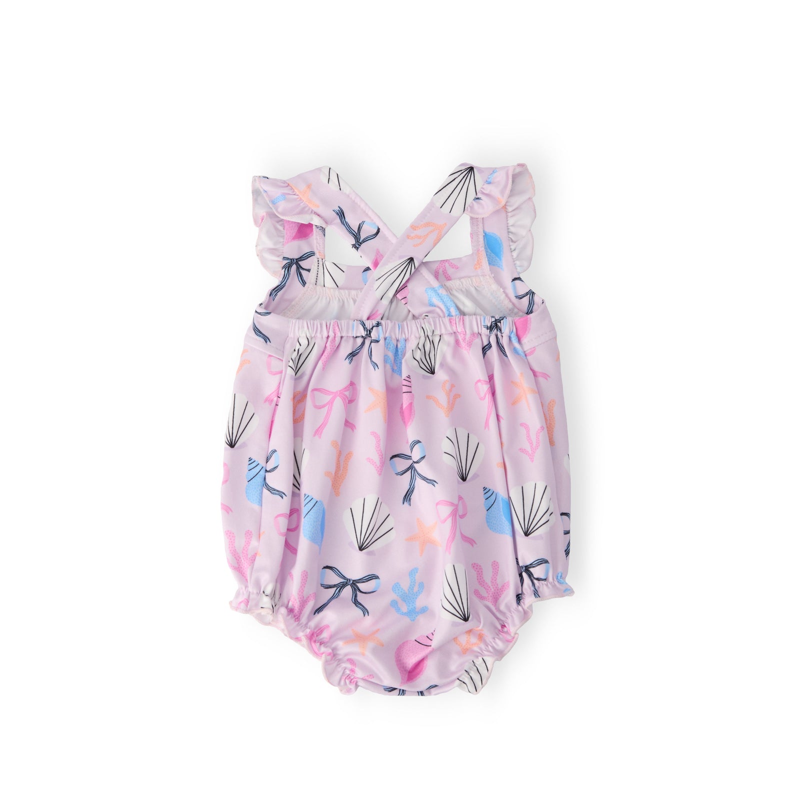 Beachside Bows Ruffle Cross Back Romper