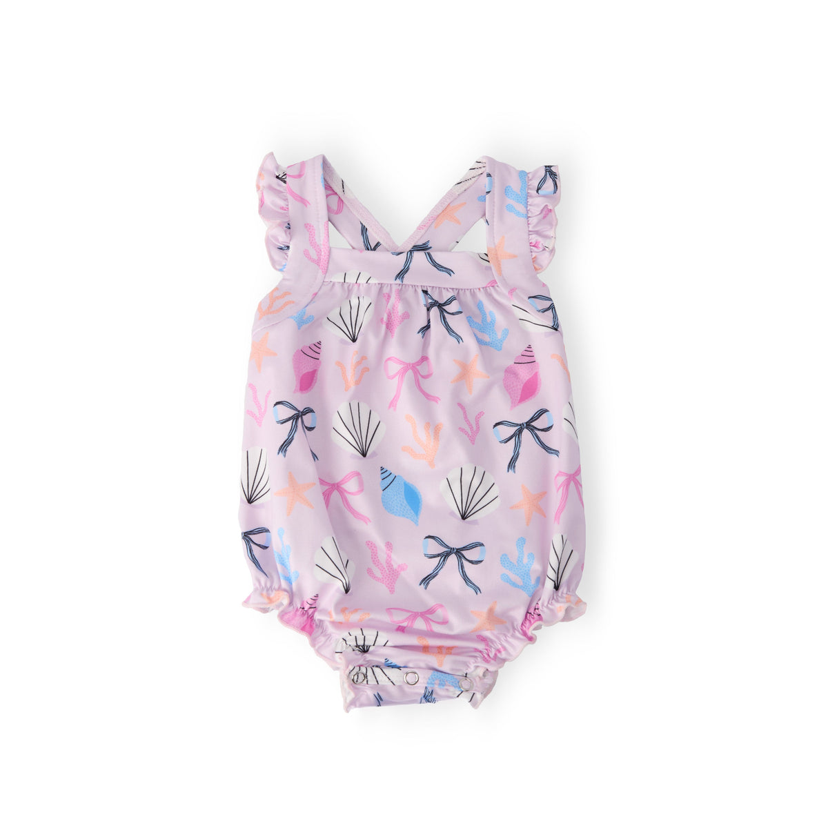 Beachside Bows Ruffle Cross Back Romper