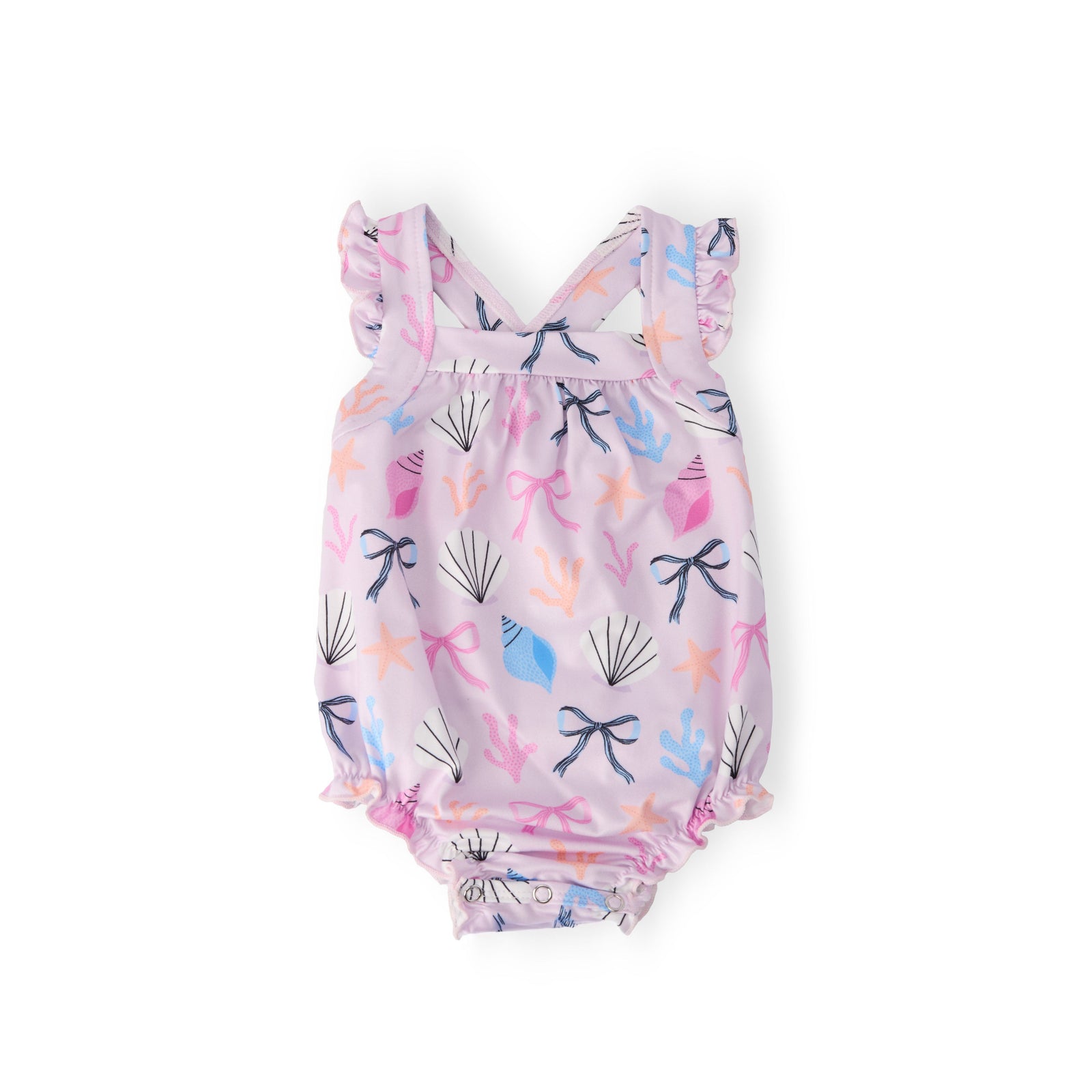 Beachside Bows Ruffle Cross Back Romper