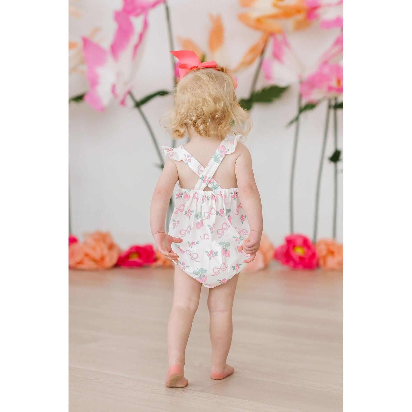 Berries & Bows Ruffle Cross Back Romper