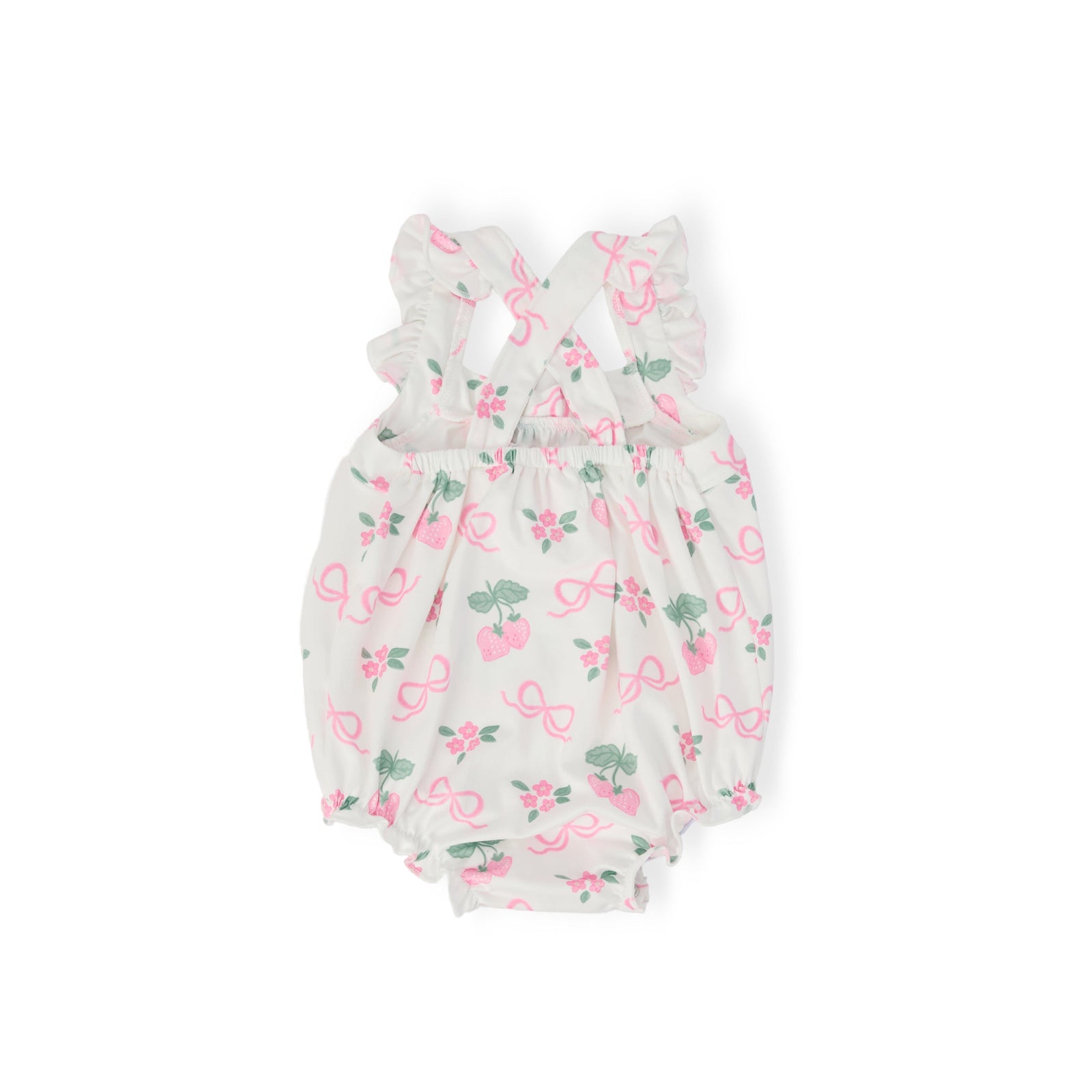 Berries & Bows Ruffle Cross Back Romper