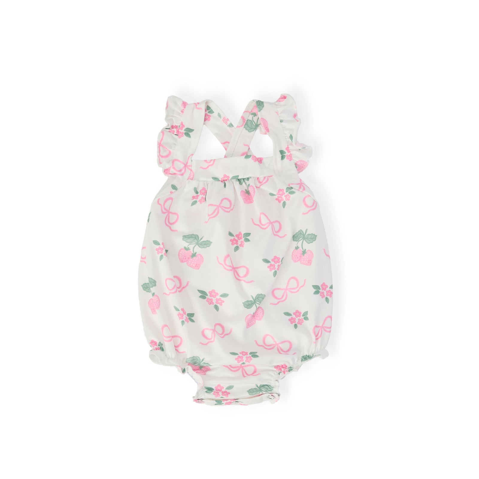 Berries & Bows Ruffle Cross Back Romper