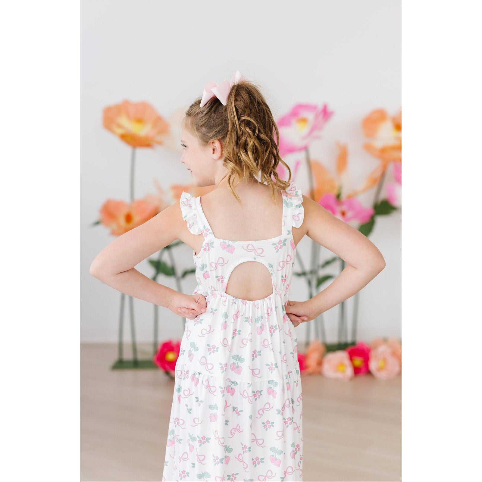 Berries & Bows Ruffle Maxi Dress