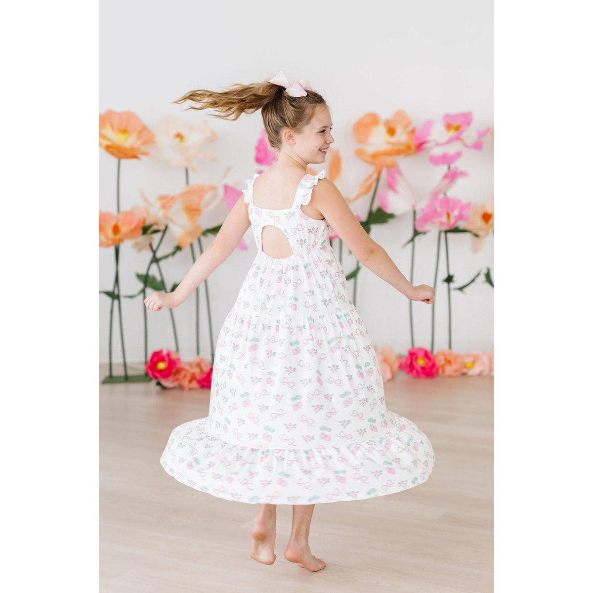 Berries & Bows Ruffle Maxi Dress