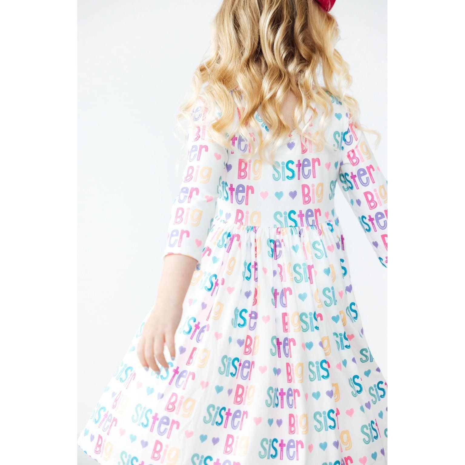 Big Sister 3/4 Sleeve Pocket Twirl Dress