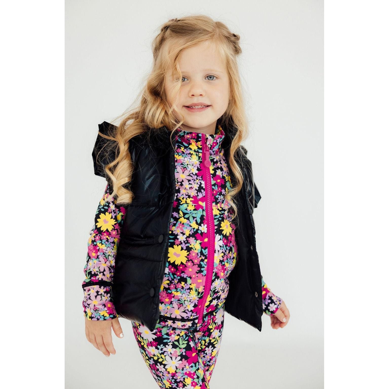 Black Checker Puffer Vest